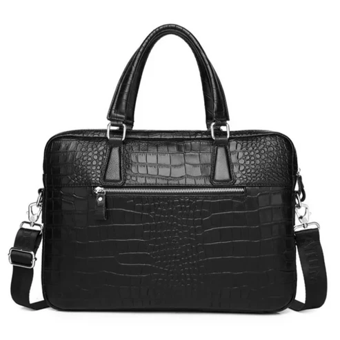 Genuine Leather Crocodile Pattern Briefcase